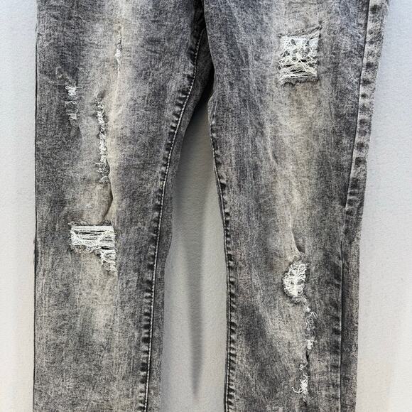 CR24 Jeans Women's 34 (18) Black Chrome Edge Acid Wash Distressed Tapered Leg - Picture 4 of 14